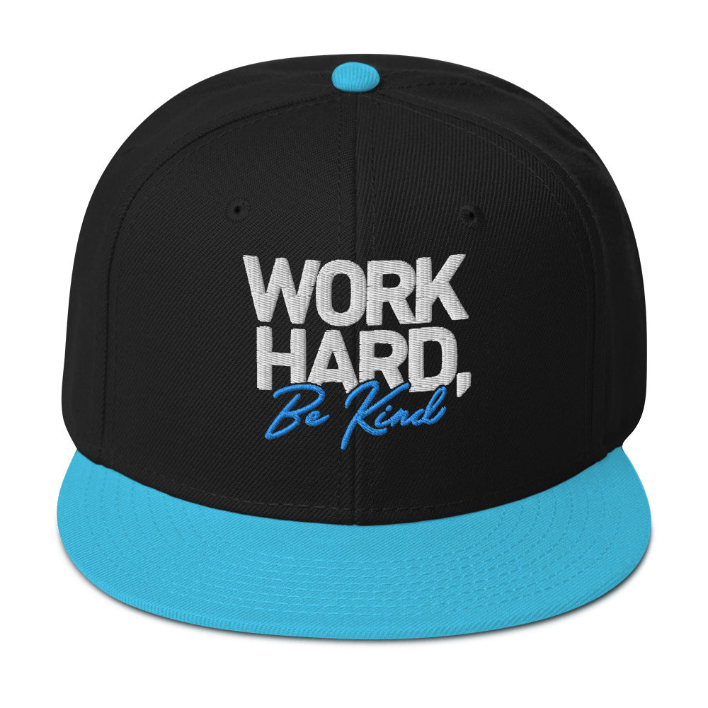Snapback Hat - "Work Hard, Be Kind"