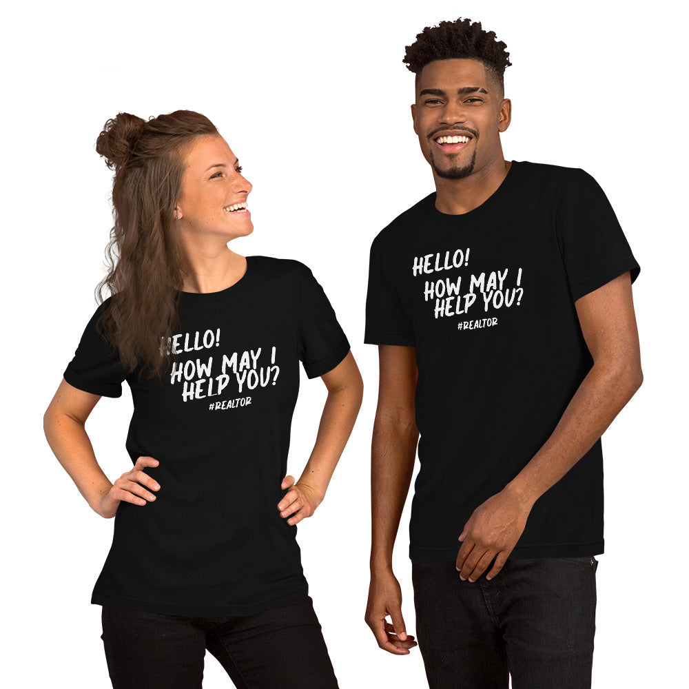 Unisex t-shirt "Hello. How may I help you?"