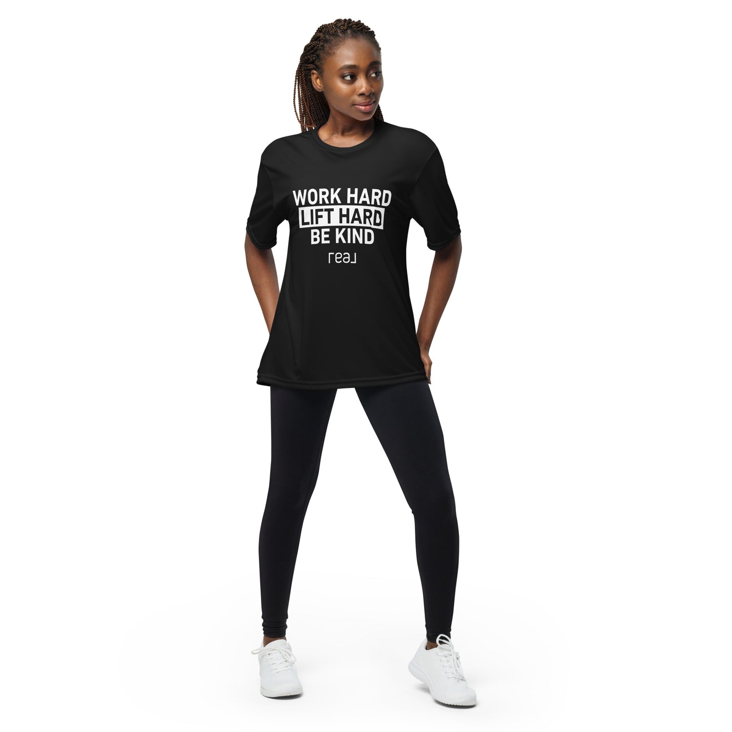 Unisex performance crew neck t-shirt - Work Hard, Lift Hard v 2