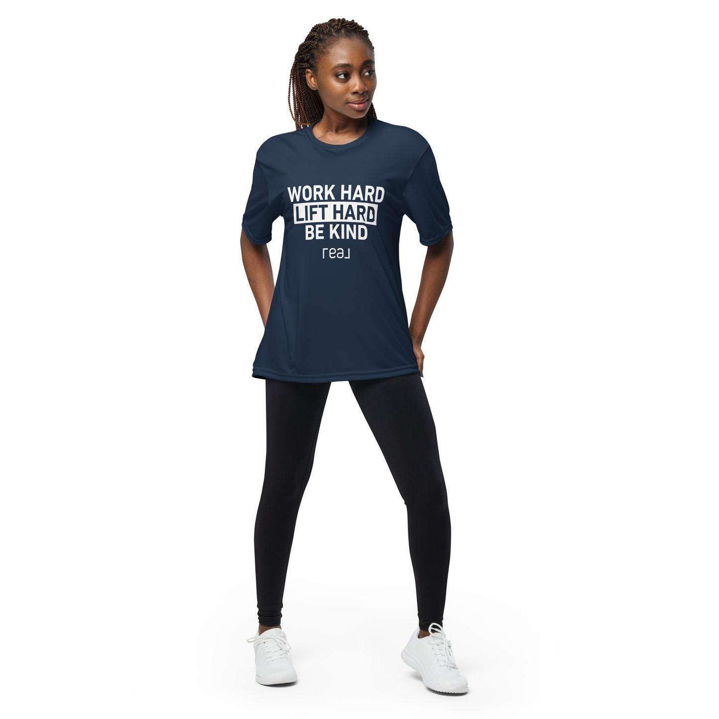 Unisex performance crew neck t-shirt - Work Hard, Lift Hard v 2