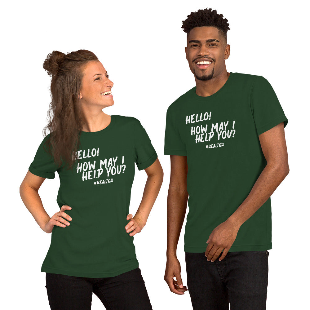 Unisex t-shirt "Hello. How may I help you?"