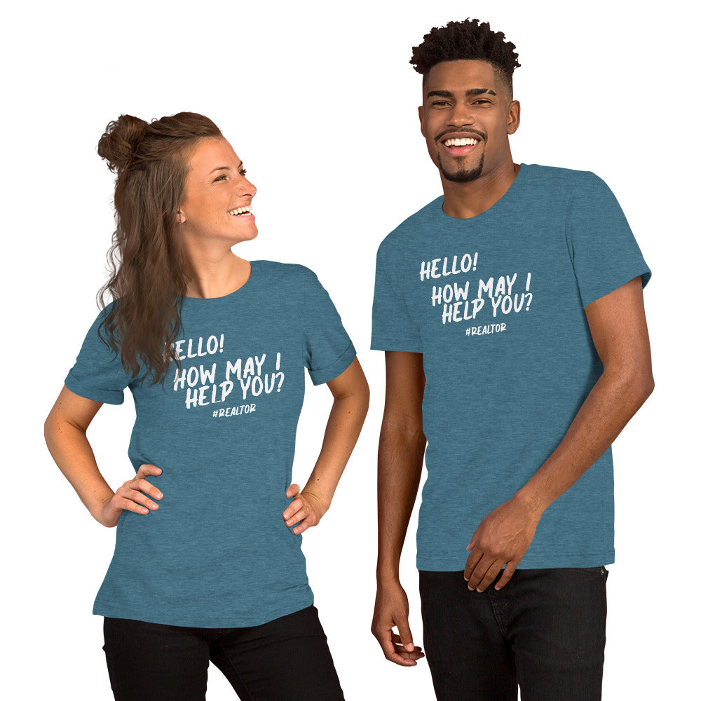 Unisex t-shirt "Hello. How may I help you?"