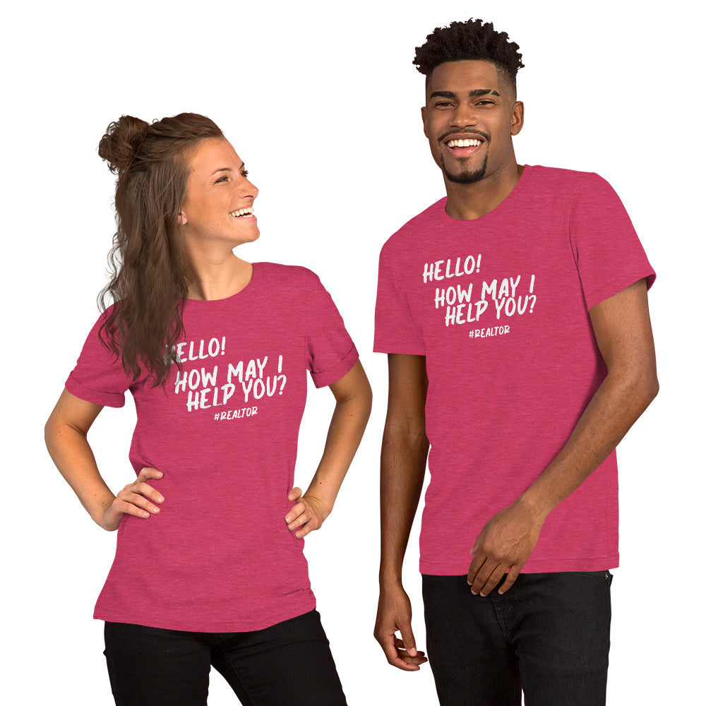 Unisex t-shirt "Hello. How may I help you?"
