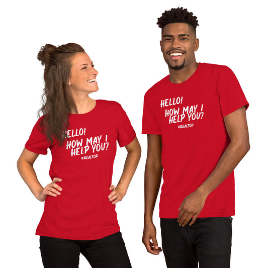 Unisex t-shirt "Hello. How may I help you?"
