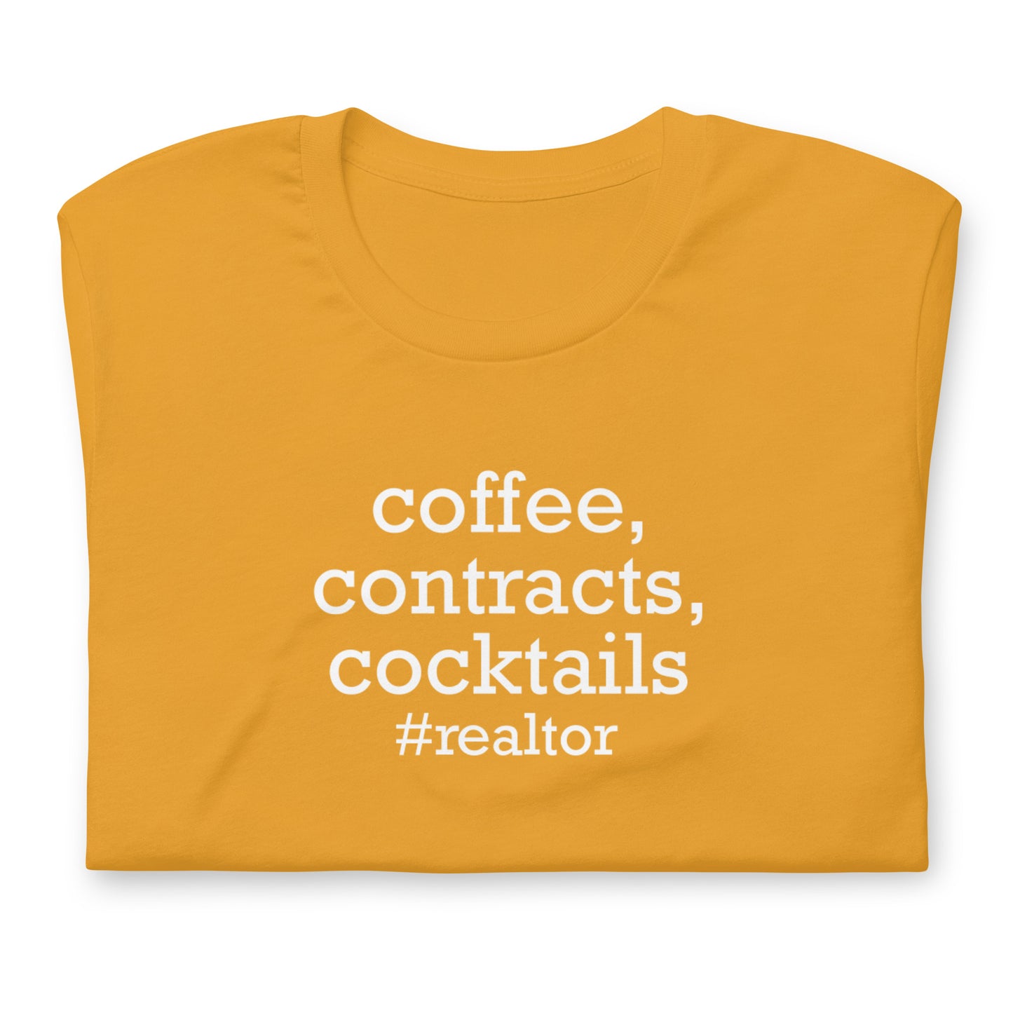 Unisex t-shirt "coffee, contracts, cocktails"